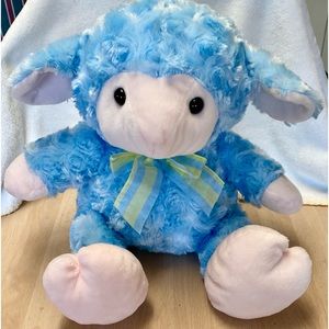 Easter Lamb Stuffed Animal Blue/White Swirled Pattern 15” Extra Soft